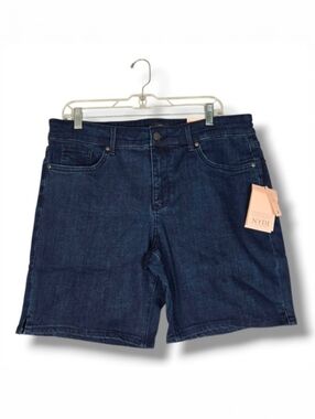 NYDJ Denim Short High Rise Dark Blue Jean Side Slit Size 14P 14 Petite NEW